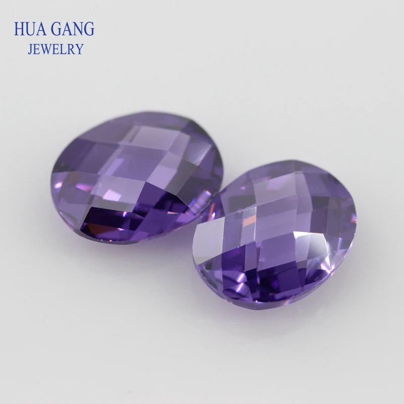 Multicolour Oval Shape Double Checkerboard Cubic Zirconia white amethyst garnet Golden Synthetic Gems For Jewelry