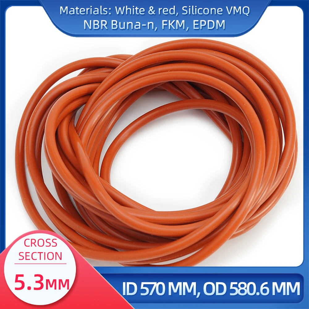 

O Ring CS 5.3 mm ID 570 mm OD 580.6 mm Material With Silicone VMQ NBR FKM EPDM ORing Seal Gask