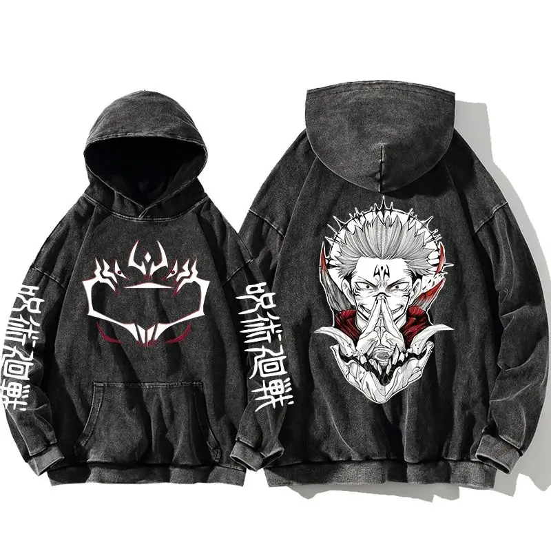 Jujutsu Kaisen Satoru Gojo Sweatshirts Anime Men's High Quality 100% Washed Cotton Hoodie Winter Oversized Streetwear Clothing 5