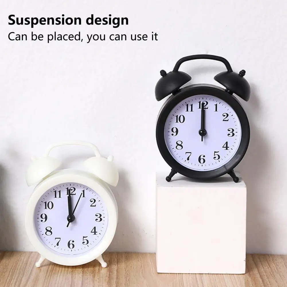 Double Bell Clock Accurate Timekeeping Battery Operated Analog Mini Round Bedside Desk Alarm Clock Cute Kids Gift 2