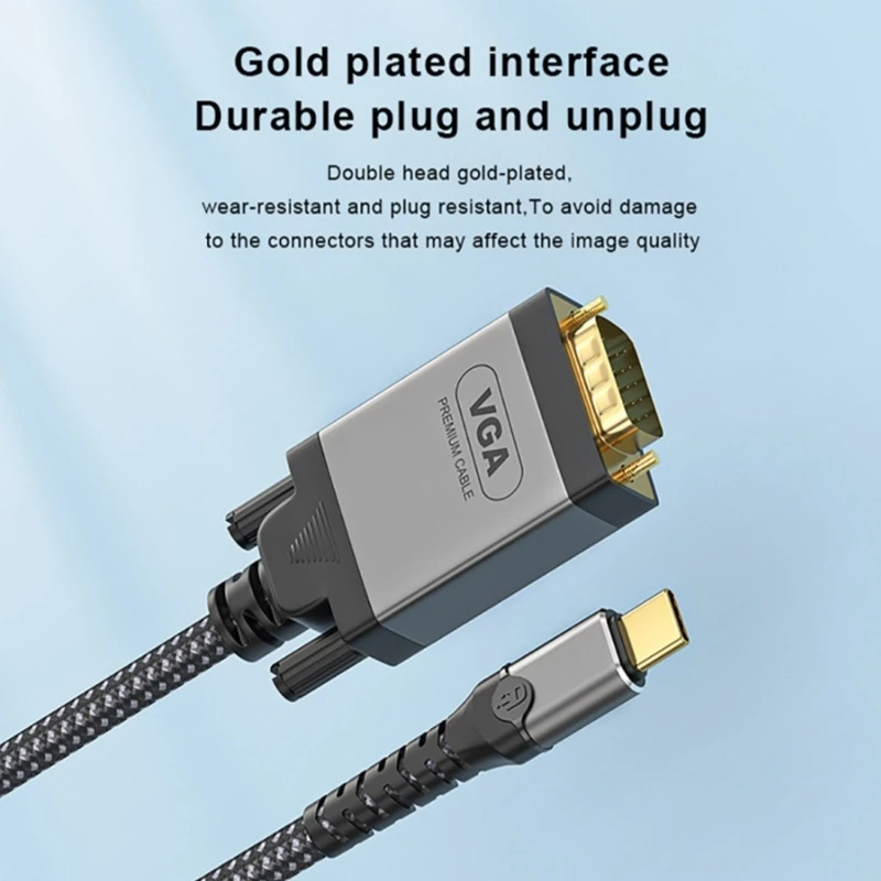 USB 3.1 Type C To VGA Adapter Cable High Clearly Video Transfer Connection