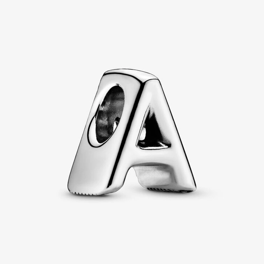 Authentic 925 Silver Plated 26 Letters A-Z Alphabet Bead Charm Fit Pan Bracelet Woman Handbag Holder