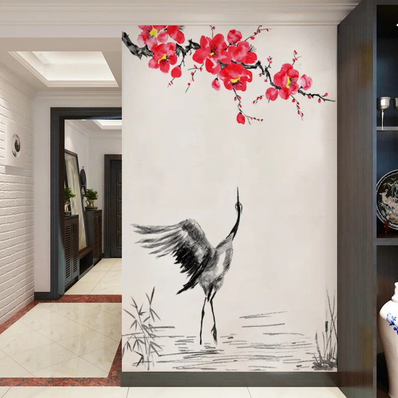 

Chinese Style Red Plum Wall Stickers Flower Living Room Bedroom Decor Aesthetic Office Decoration Wall Art Pegatinas De Pared