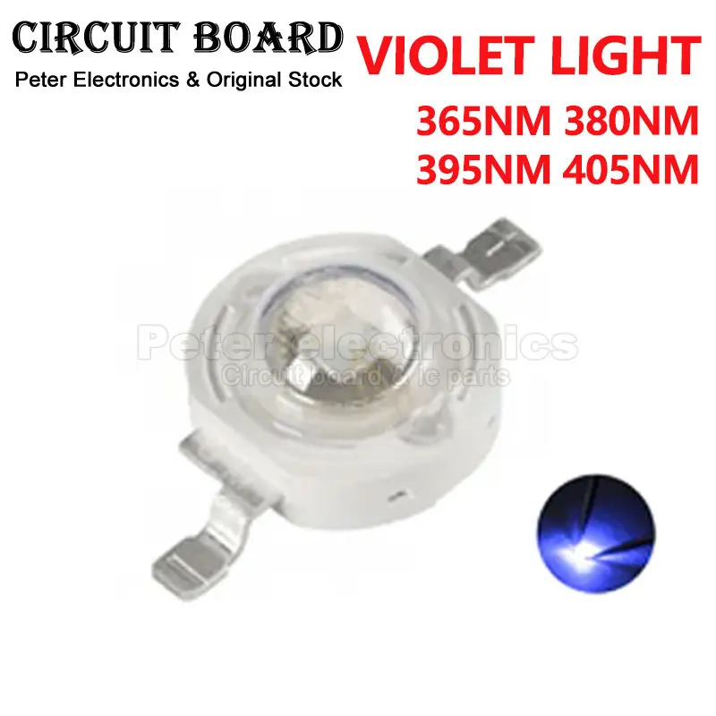 

50pcs High Power Violet Purple Light 365nm 380nm 395nm 405nm 3W 5W Violet Led Detector UV Curing Plant Light Lamp Chip Lamp Bulb