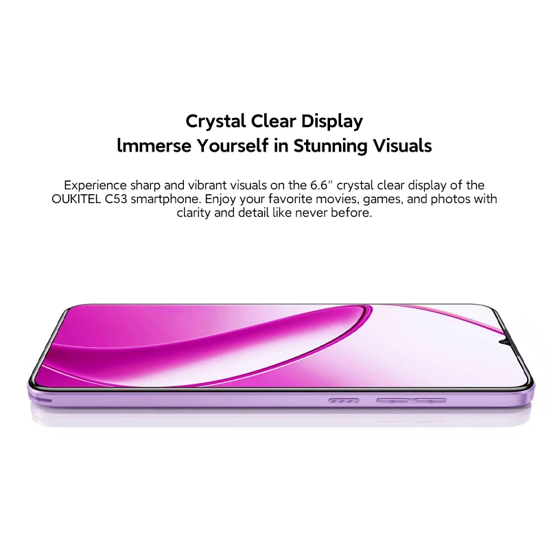 OUKITEL C53 Smartphone 6.6-Inch HD+ Display 4GB RAM 64GB ROM 13MP Camera 3.5mm Jack Corning Gorilla Glass 5 Android 14 Cellphone 4