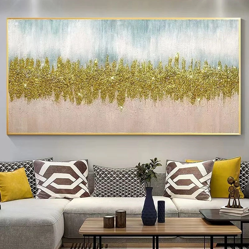 

Nordic Modern Abstract Jinsha Wave Handmade Oil Painting Interior Decoration For Bedroom Dining Room Living Room And Sofa Mural