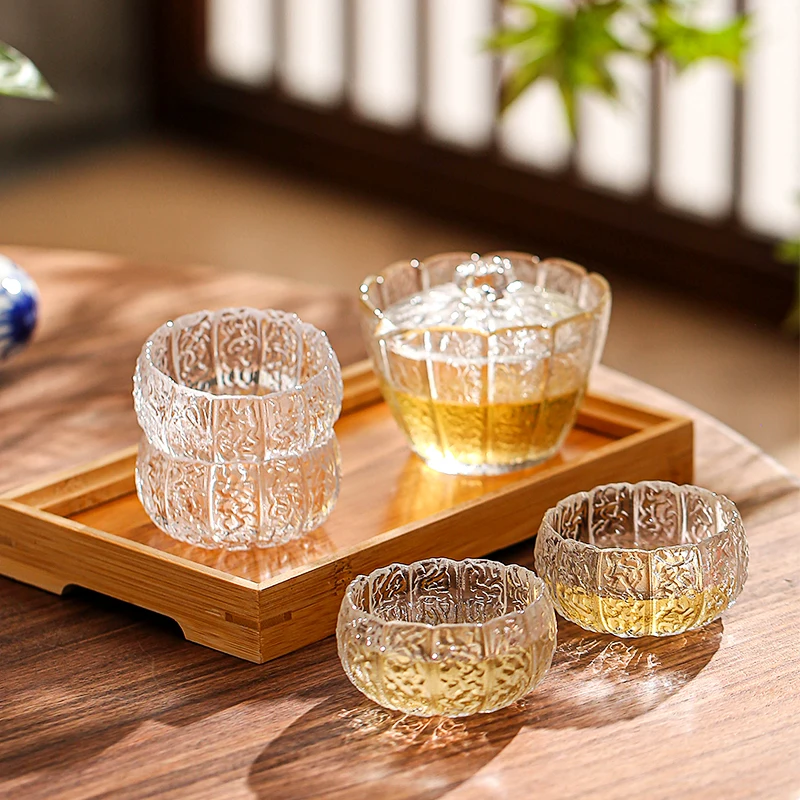 Pumpkin Glass Gaiwan, Covered Tea Cup, Large Tea Bowl, Traditional Chinese Kung Fu Set