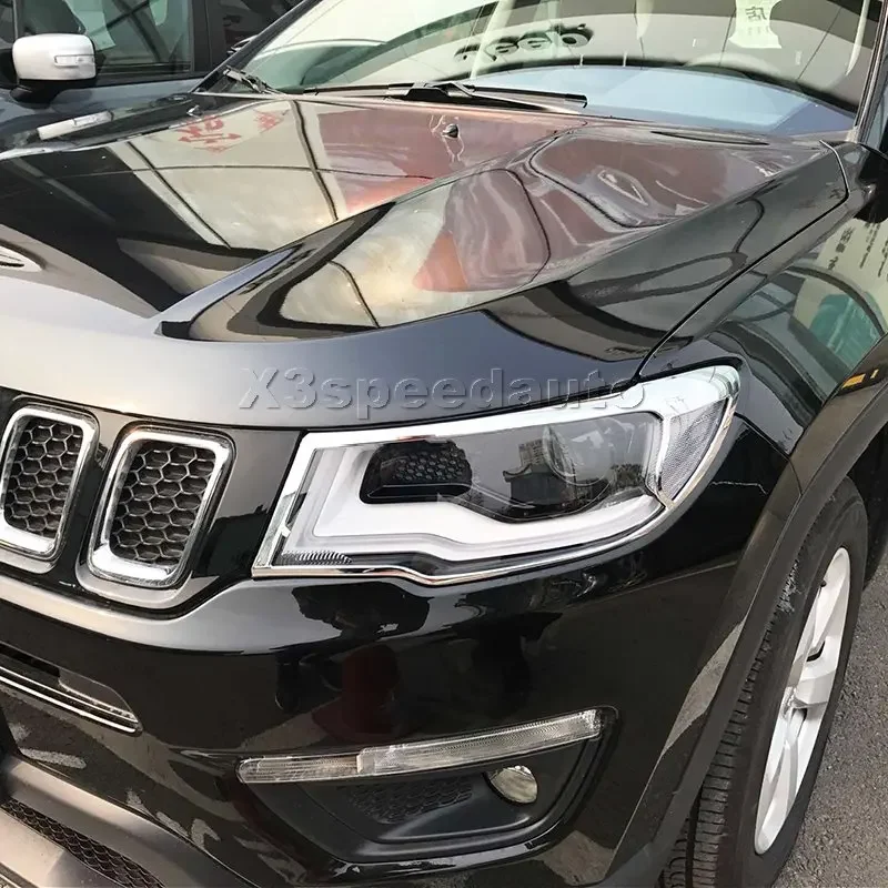 

Стайлинг автомобиля для Jeep compass 2017-2020 передняя лампа головного света отделка хромированный АБС 2 шт.