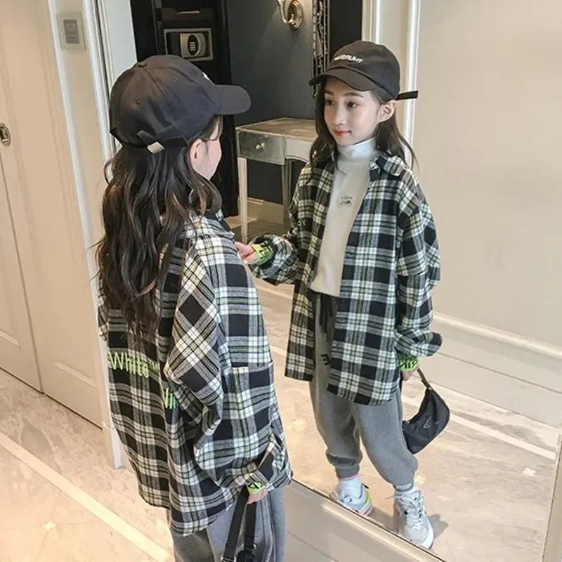 

Girl Spring Autumn Clothes For Girl Blouse For Girls Plaid Pattern Children's Shirt For GirlCasual Style Children's Shirts For
