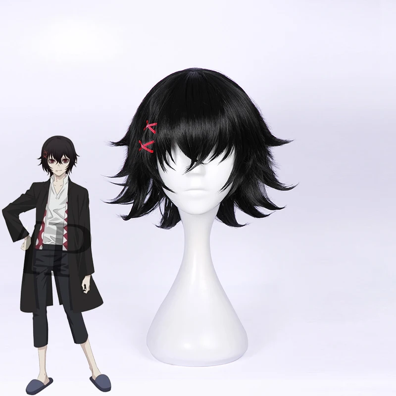 Anime Tokyo Ghoul:Re Juzo Suzuya Juuzou Parrucca Corta Nera Resistente Al Calore Per Capelli Cosplay + Cinque Forcine Rosse