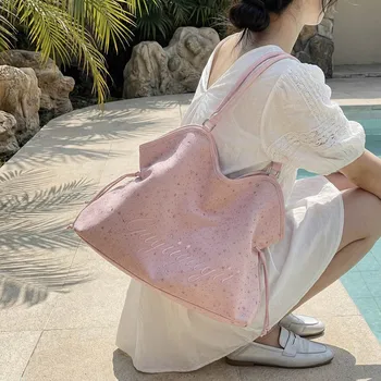 Y2k Fashion Star Letter Printing Pattern Shoulder Bag for Women 2026 Sweet Girls Vintage Casual Frosted Tote Bag Handbags Purses 1