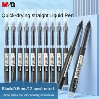 M&G 0.5mm Black Straight Liquid Roller Pen Quick Dry Straight Liquid Gel Pen for Student Office Writing 12 Piece 1