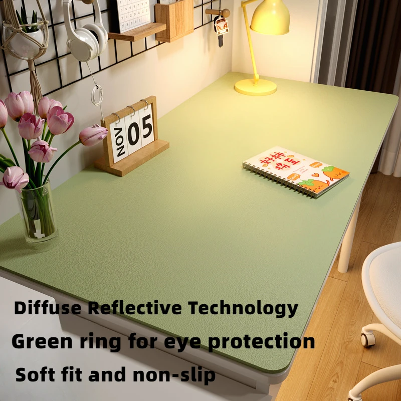 

Leather Kitchen Oil and Waterproof Table Mat Green Diffuse Reflective Eye Protection Desk Mats Multi-functional Non-slip