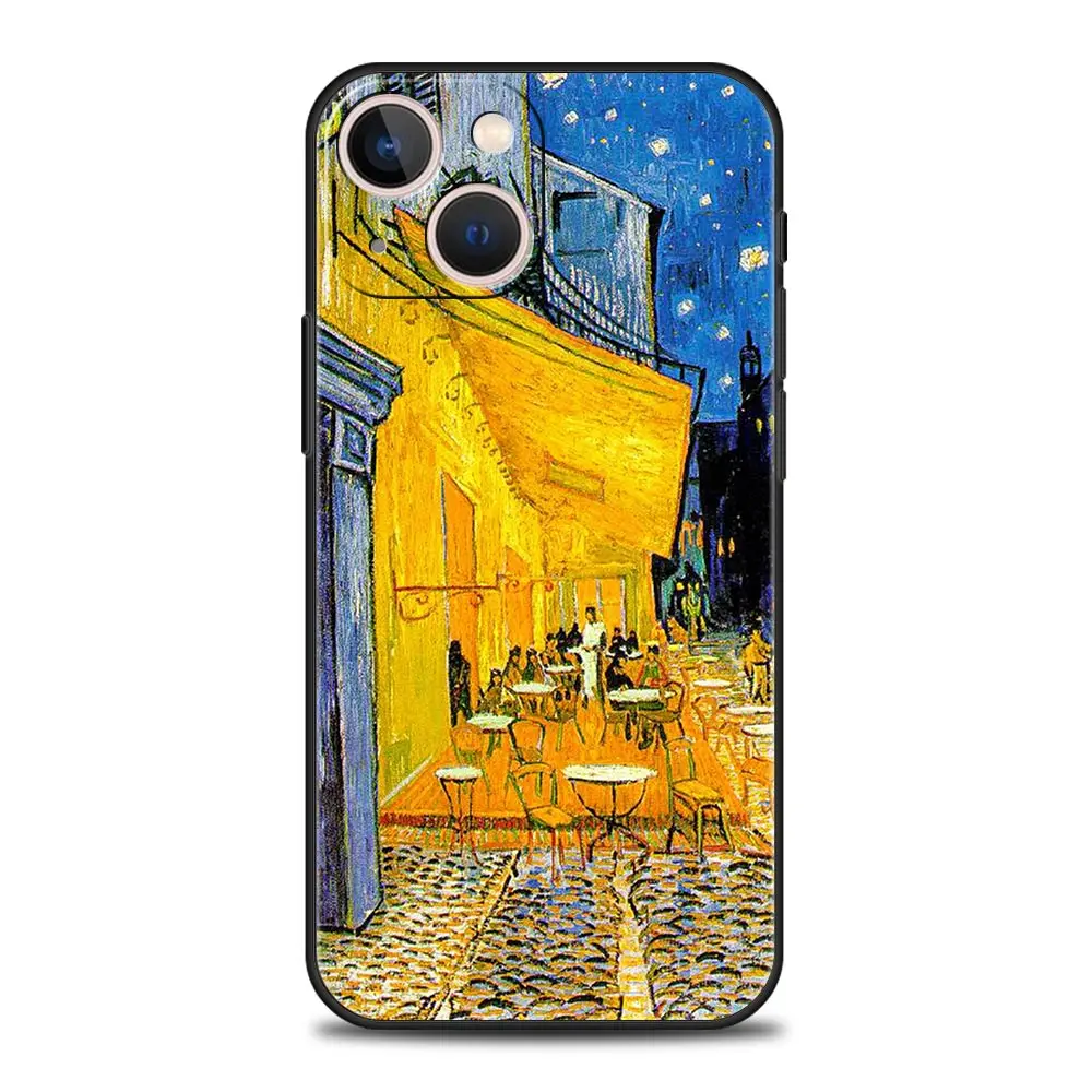 Starry Night Van Gogh Luxury Soft Silicone Black Phone Case
