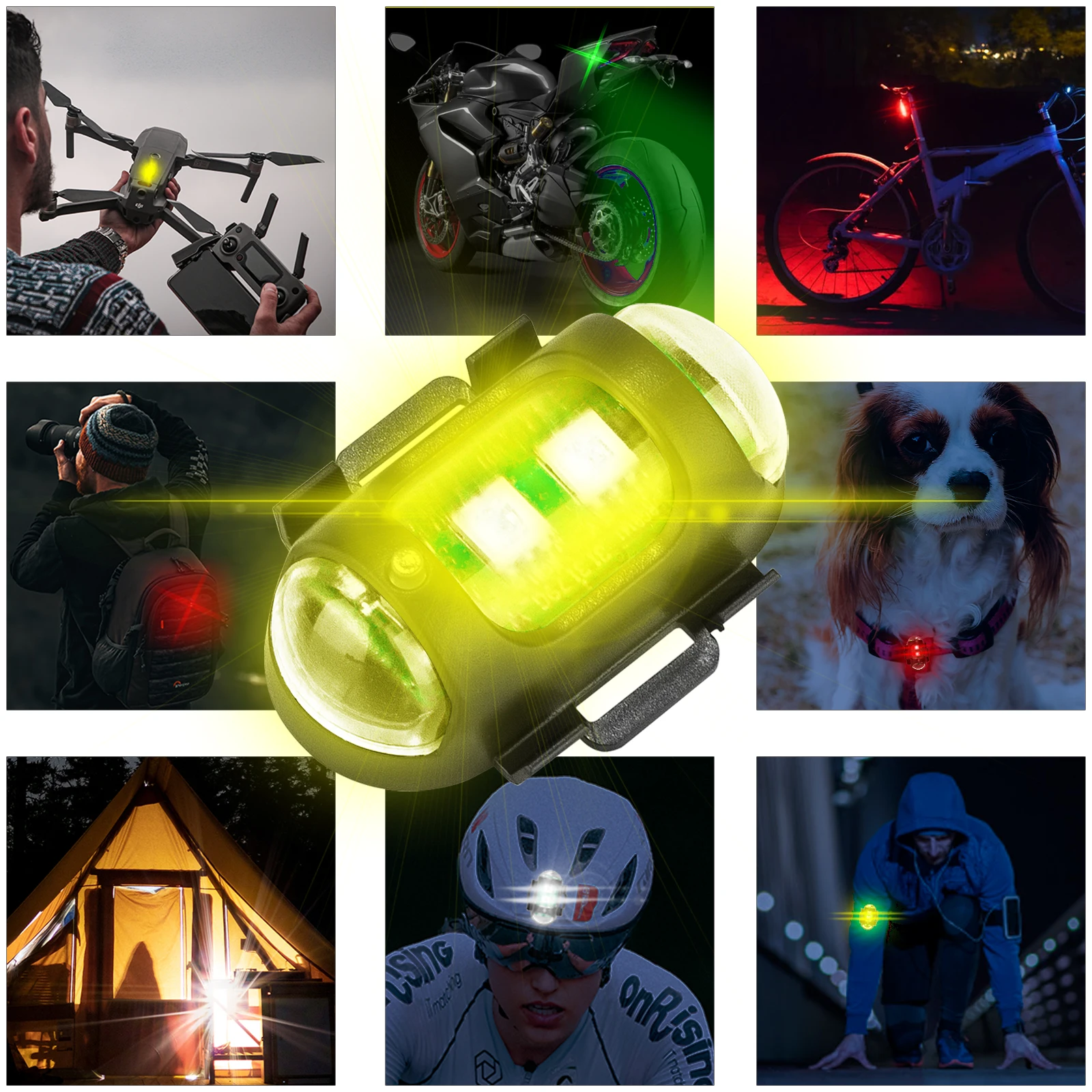 SETTO LED Anti-collision Warning Light Mini Signal Light Drone with Strobe 4 Colors RGB Turn Signal Indicator Motorcycle