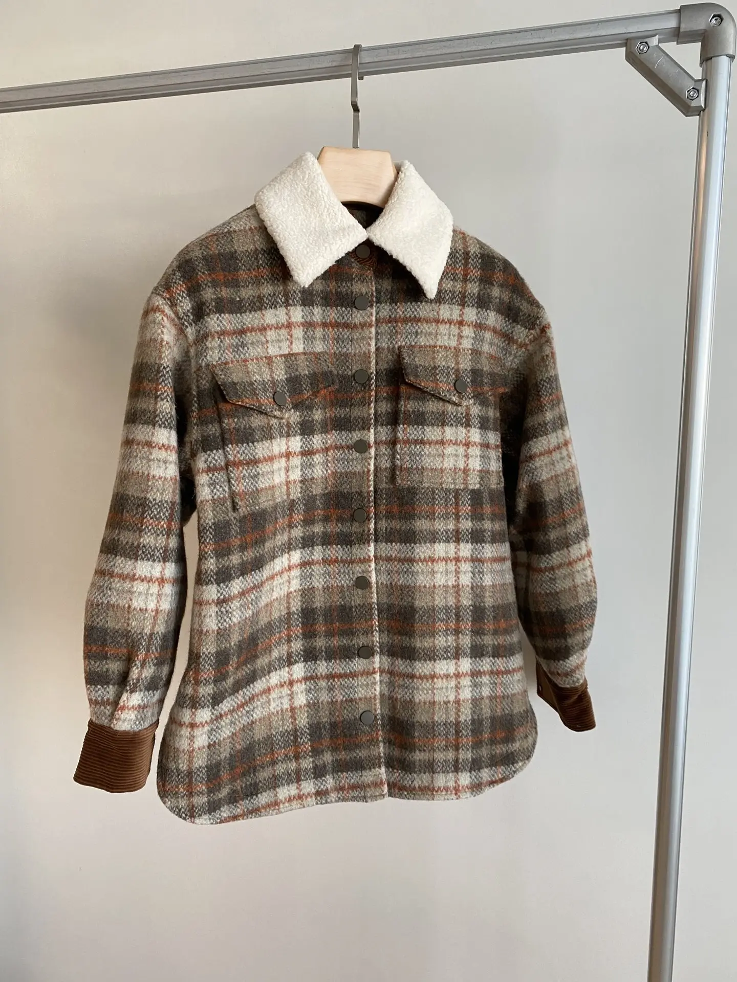 

2024 Early Spring New Women's Wear Wool Plaid Velvet Fog Full Wool Profile Woolen Coat 1209