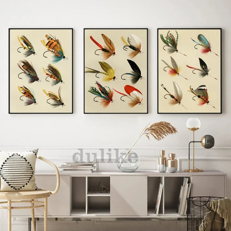メンズウォールアートのヴィンテージフライフィッシングルアー,9