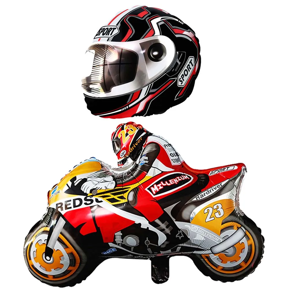 

Race Car Birthday Supplies 2pcs Racing Motorbike Balloon Helmet Balloon Motocross Racing Party Dirt Bike Theme Party Decoration