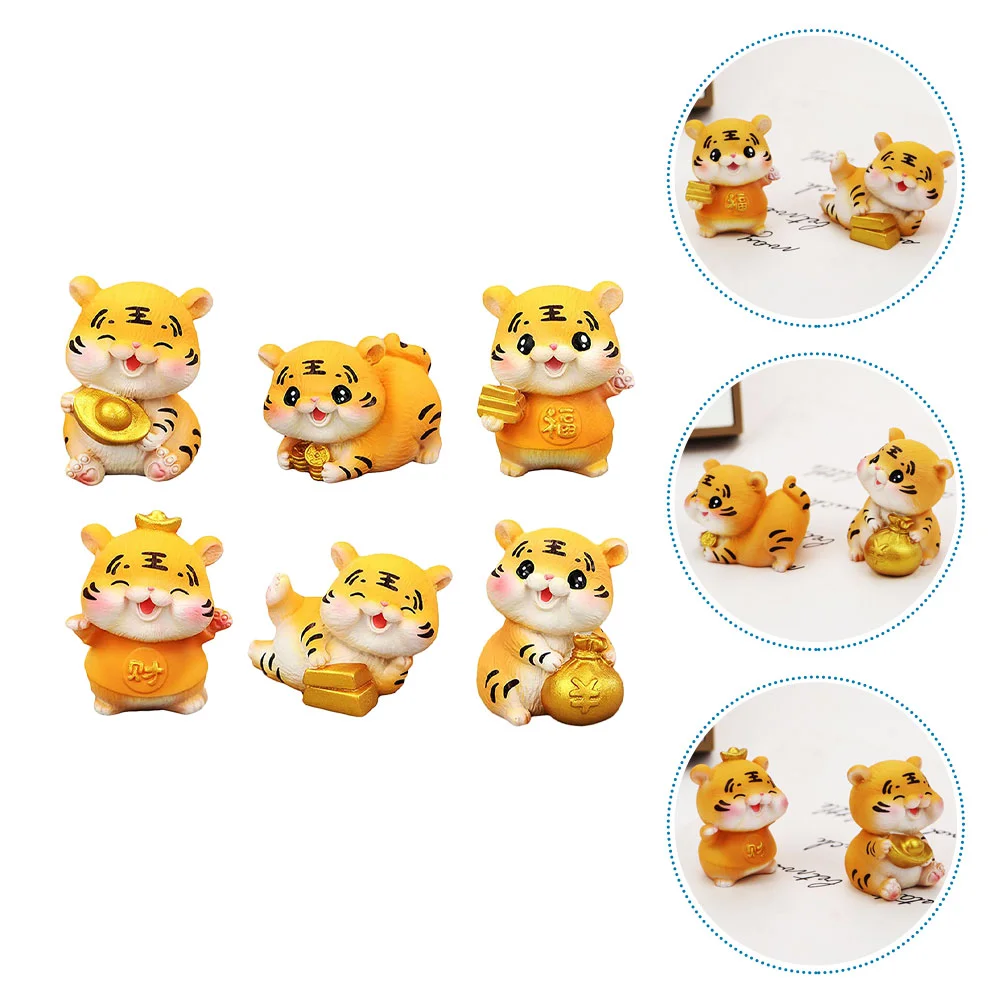 

Lucky Tiger Ornament Home Ornaments Figurines Desktop Decors Small Resin Animal