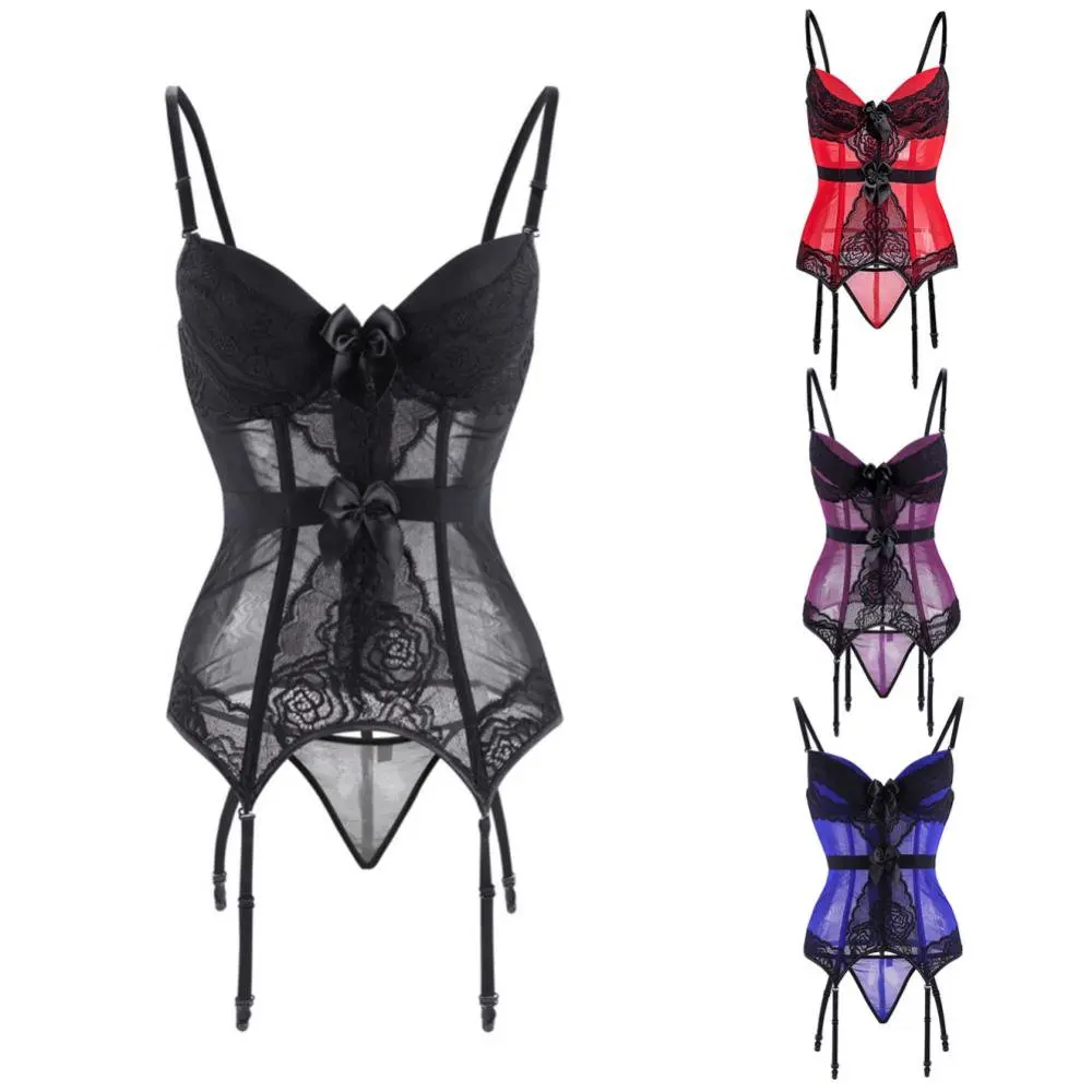 Sexy Lingerie Sexy Breathable Mesh Lingerie Women's Open Crotch Shapewear Lace Court Corset S-6XL Lace Bodysuit