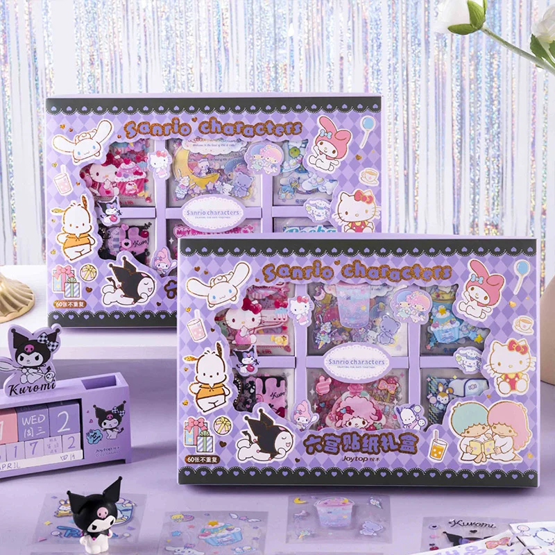 

4 коробки/партия, наклейки Sanrio Kawaii Kuromi Melody похвалы, милые наклейки для скрапбукинга «сделай сам»