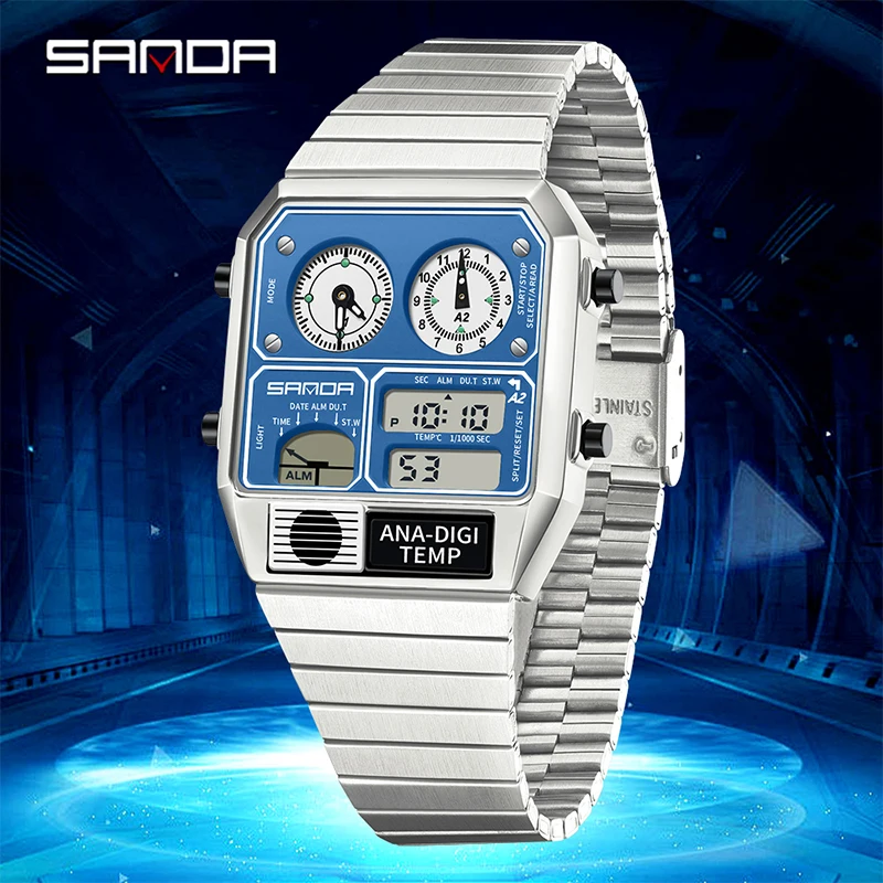 SANDA 3192 Hot-Selling LED Electronic Square Men's Youth Casual