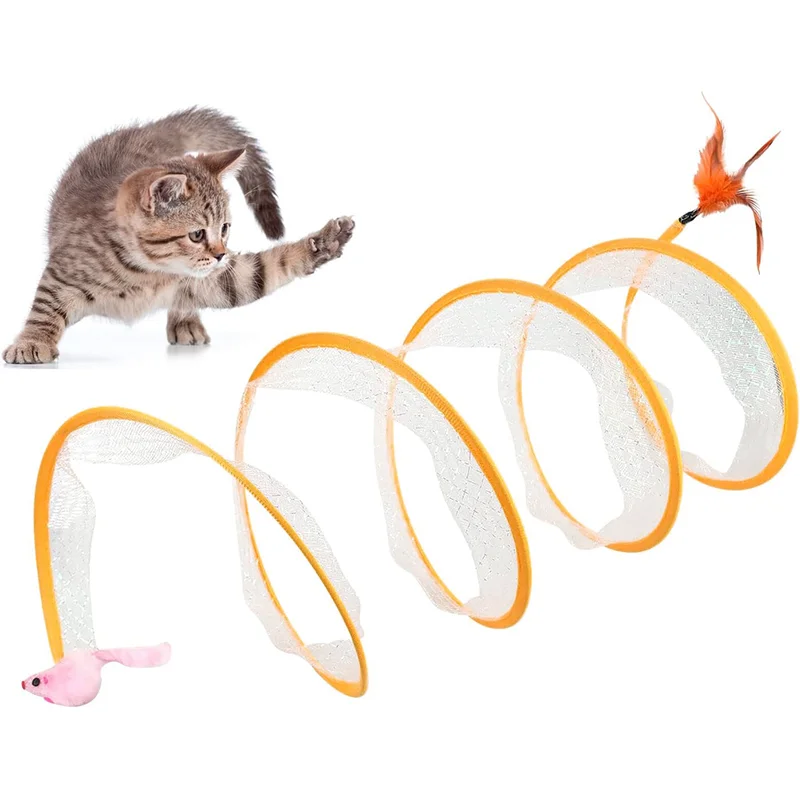 

Cats Tunnel Folded S Type Spring Toy Cat Tunnel Mouse Tunnel With Balls And Crinkle Cat Outdoor Cat Toys For Kitten Interactive