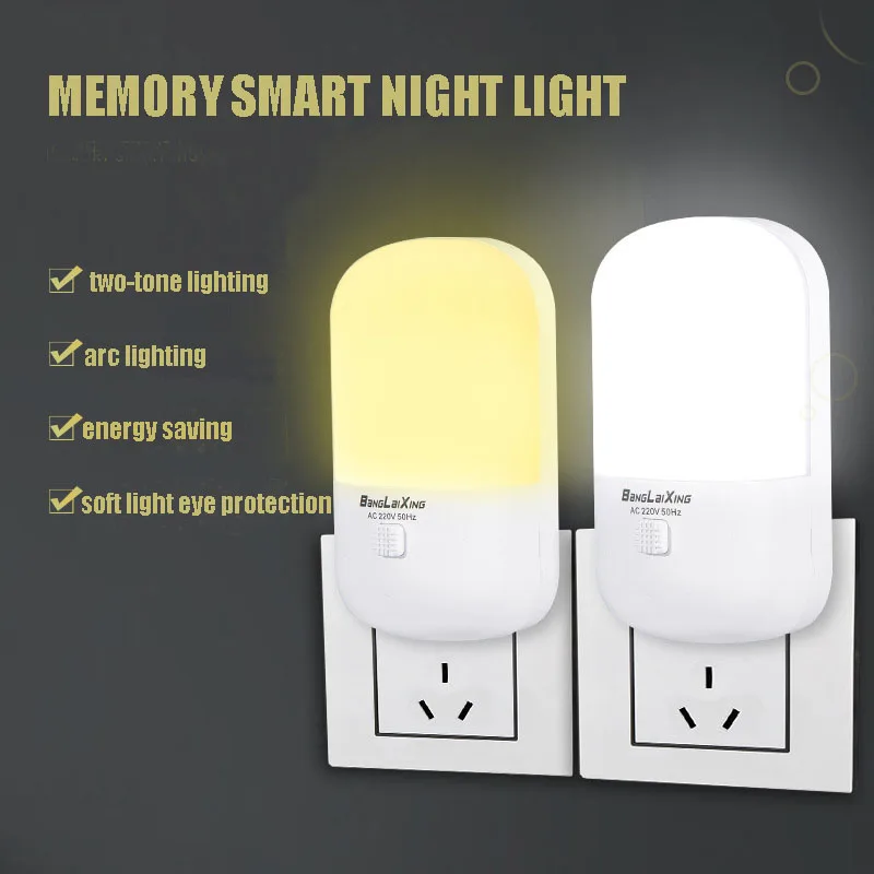 

Energy Saving 3W Night Light Plug-in LED Feeding Socket Lamp Indoor Lighting Bedroom Night Bedside Lamp US/EU Two-color