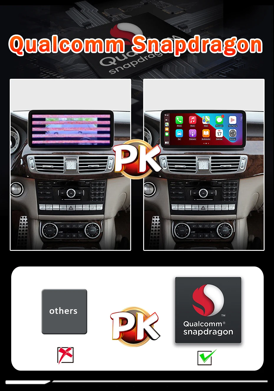 Snapdragon 8 CORE Drahtloses Carplay Android 13 Auto-Bildschirm für Mercedes Benz CLS-Klasse W218 2010–2018 Autoradio-Multimedia-Player – Detail 10