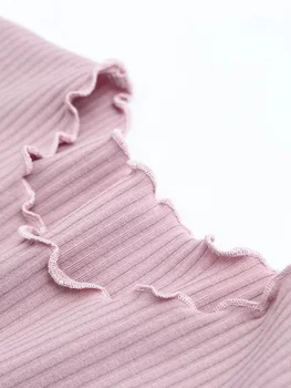 AOSSVIAO-تي شيرت كلاسيكي بأكمام قصيرة للنساء ، تي شيرت بقصة ضيقة ، قمم كلاسيكية ، رقبة دائرية ، آذان خشبية ، ضيق ، 6 ألوان ، صيف ، جديد ، 6