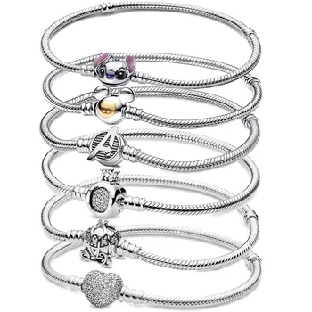 2025 Hot selling S925 sterling silver crown snake bone bracelet, suitable for original DlY bracelet, women's fashion jewelry 1
