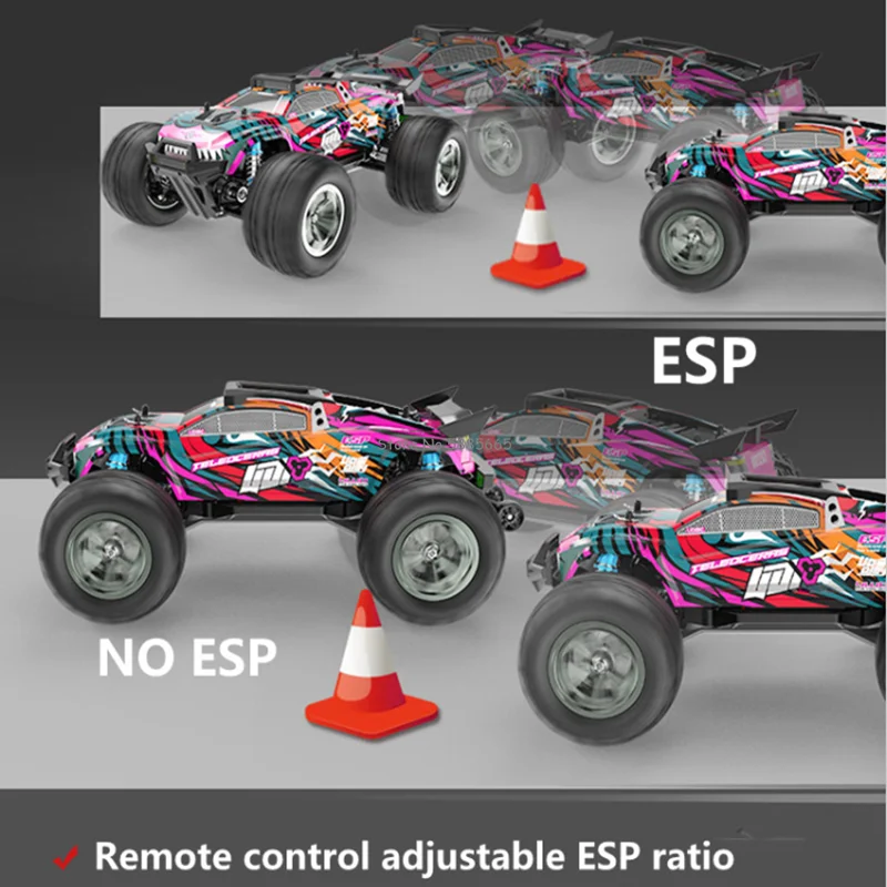 전문 4WD 브러시리스 오프로드 RC 레이싱 트럭, 90 km/h 유압 완충기, 방수 ESP LED 조명, 라디오 제어 트럭