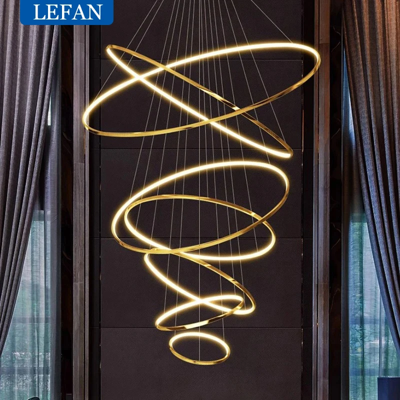 Modern decor led forstaircase Chandeliers lights for living room hanging light indoor pendant light lamps lighting 4