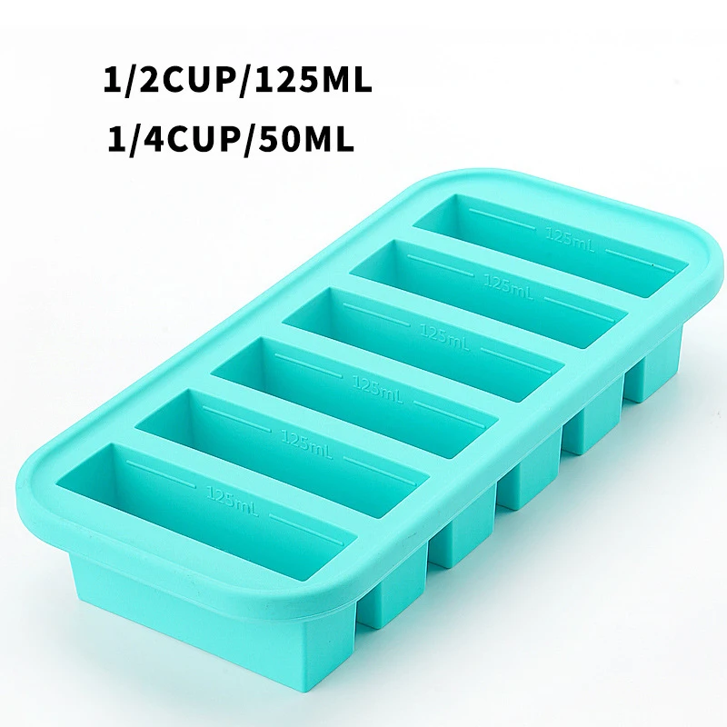 1PC 2/4/6Grid Silicone Freezer Mold with Lid Refrigerated Food Storage Box Food