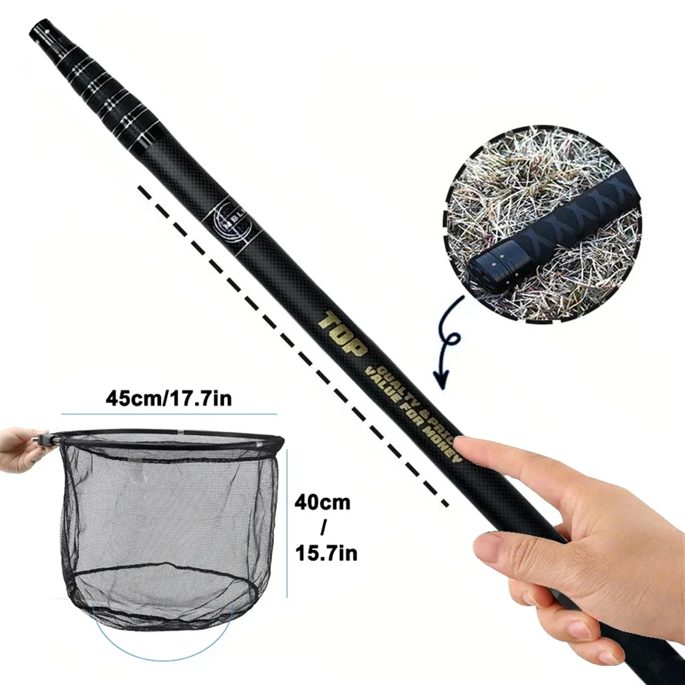 MBLN 328cm Ultralight 414g Portable Fishing Landing Net Carbon Fiber Telescopic Alloy Net Head