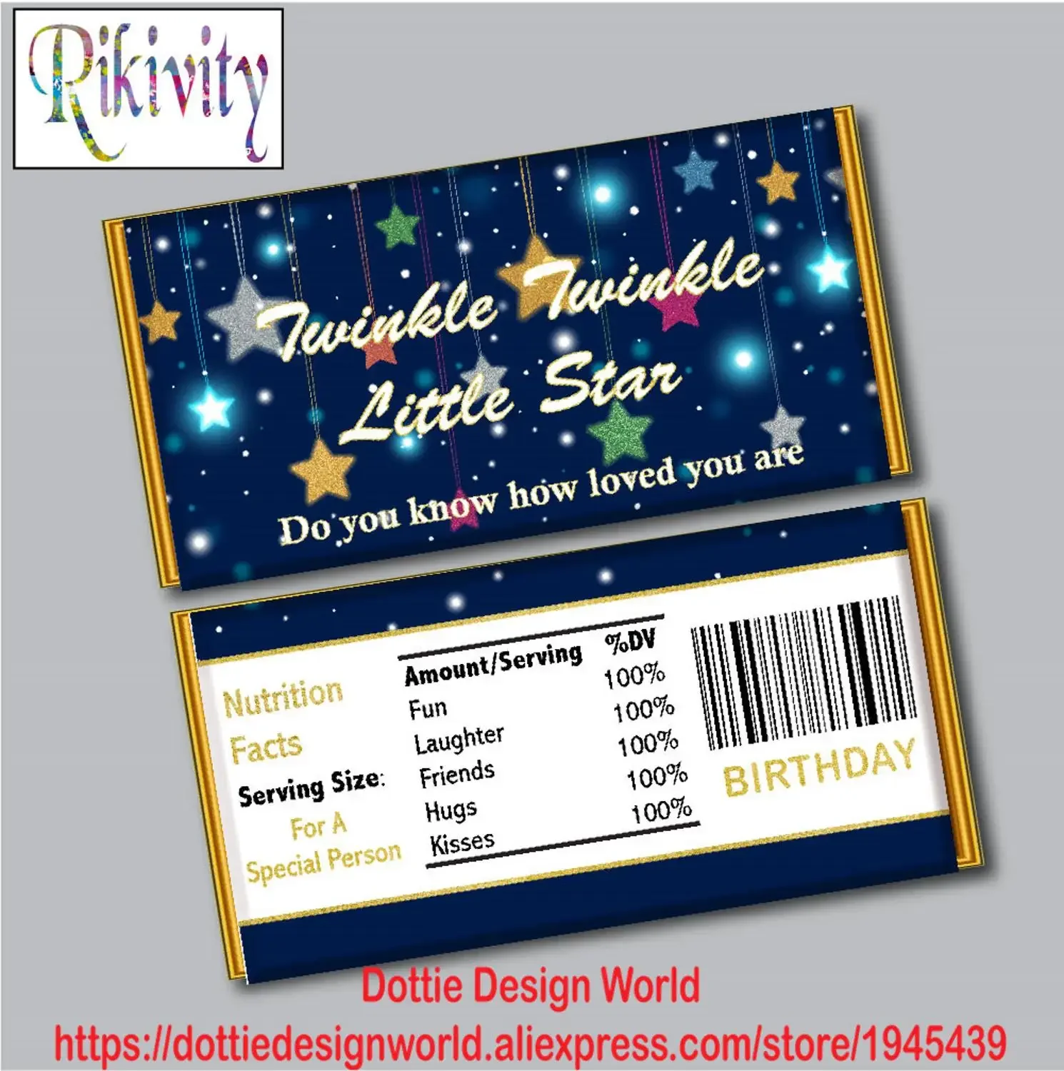 Twinkle Twinkle Little Star Candy Bag Hershey Kinder Bueno Chocolate Wraps Adesivi Bottiglia D'Acqua Etichette Per Vino Bomboniere Decor
