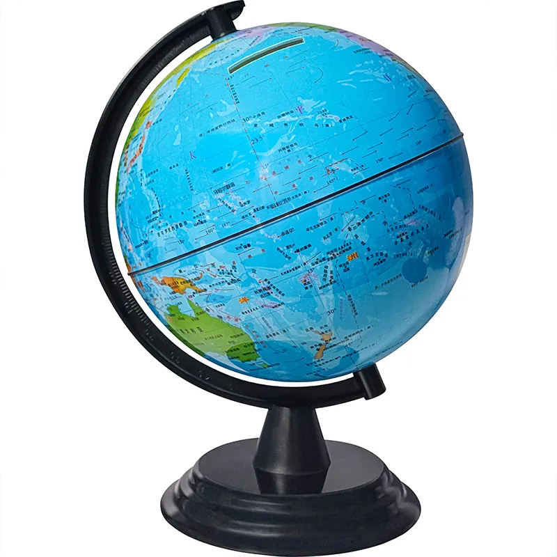 Creative Globe Money Box Fun Piggy Bank Children's Savings Box for Coins Gift Lving Room Decoration World Map Money Storage Safe