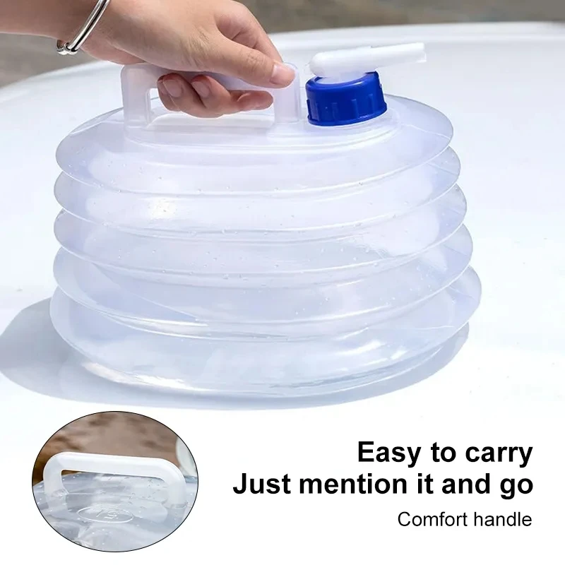 Folding water bucket 5/10/15L Portable with Faucet Reusable Auto Emergency for Car Travel Outdoor