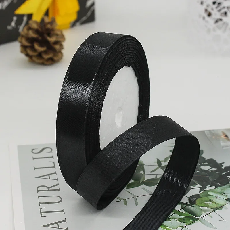 Solid Color Satin Ribbons - Handmade DIY Accessories for Weddings and Gift Wrapping (25 Yards)