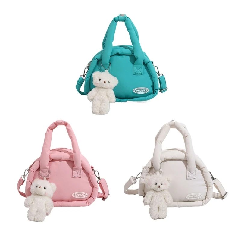 

Сумка-пуховик, сумка через плечо большой емкости для женщин и девочек, сплошной цвет