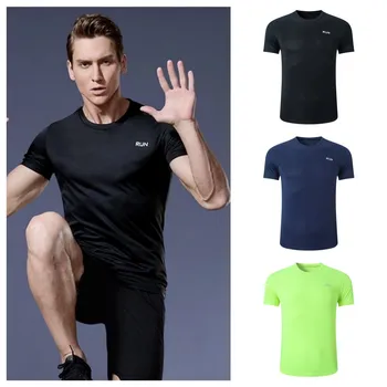 Camicie fitness da allenamento da uomo T-shirt da palestra ad asciugatura rapida T-shirt sportiva da calcio a maniche corte Esercizio Top Maglia da calcio Abbigliamento sportivo