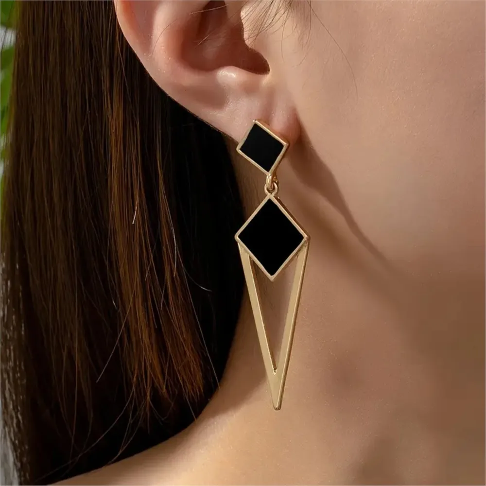 Versatile Geometric Cutout Stud Earrings for Women Minimalist Triangle Earring Statement Party Jewelry Accessories
