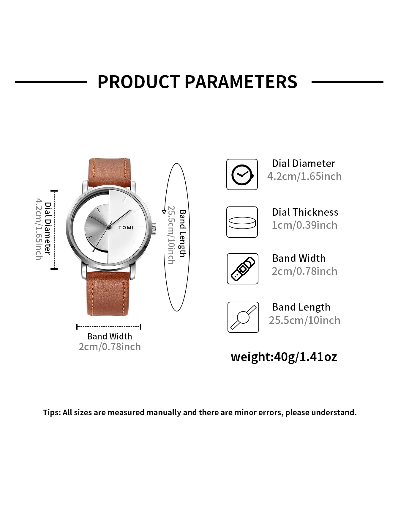 TOMI Fashion Simple Hollow Design Quartz Watch