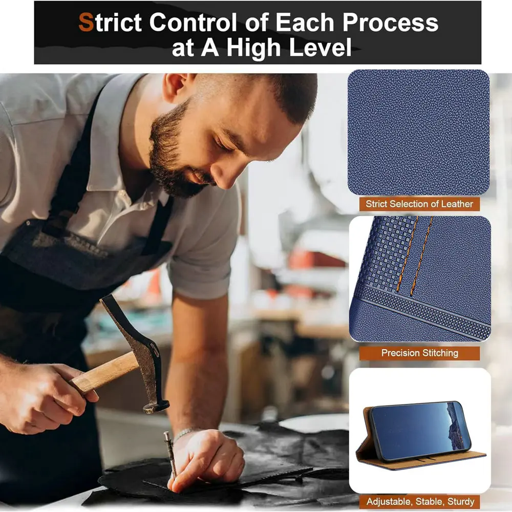 Leather Magnetic Flip Case with 360-Degree Protection - Luxury Book-Style Phone Cover
