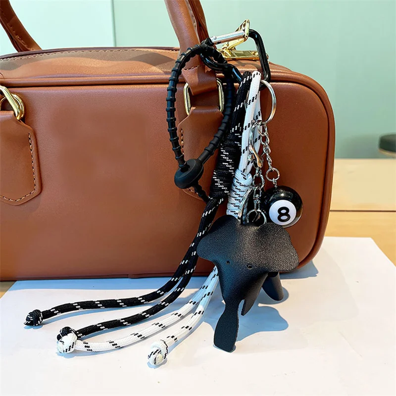 Vintage Brown Autumn And Winter PU Leather Elephant Suitable For Mobile Phone Bags Keychains Mens And Womens Pendants
