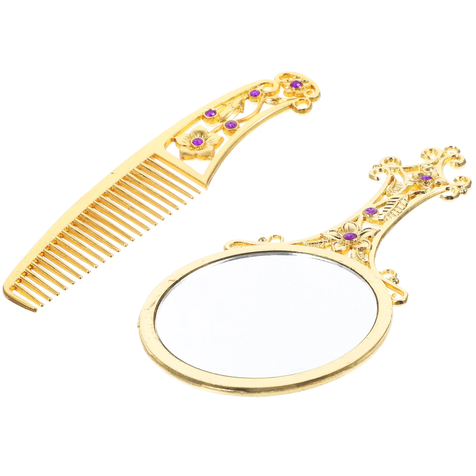 

Makeup Mirror Handheld Vintage Comb Handset Metal Retro Vanity Rusticpocket Mirrors Portable Foldable Compactand Mini Mirror