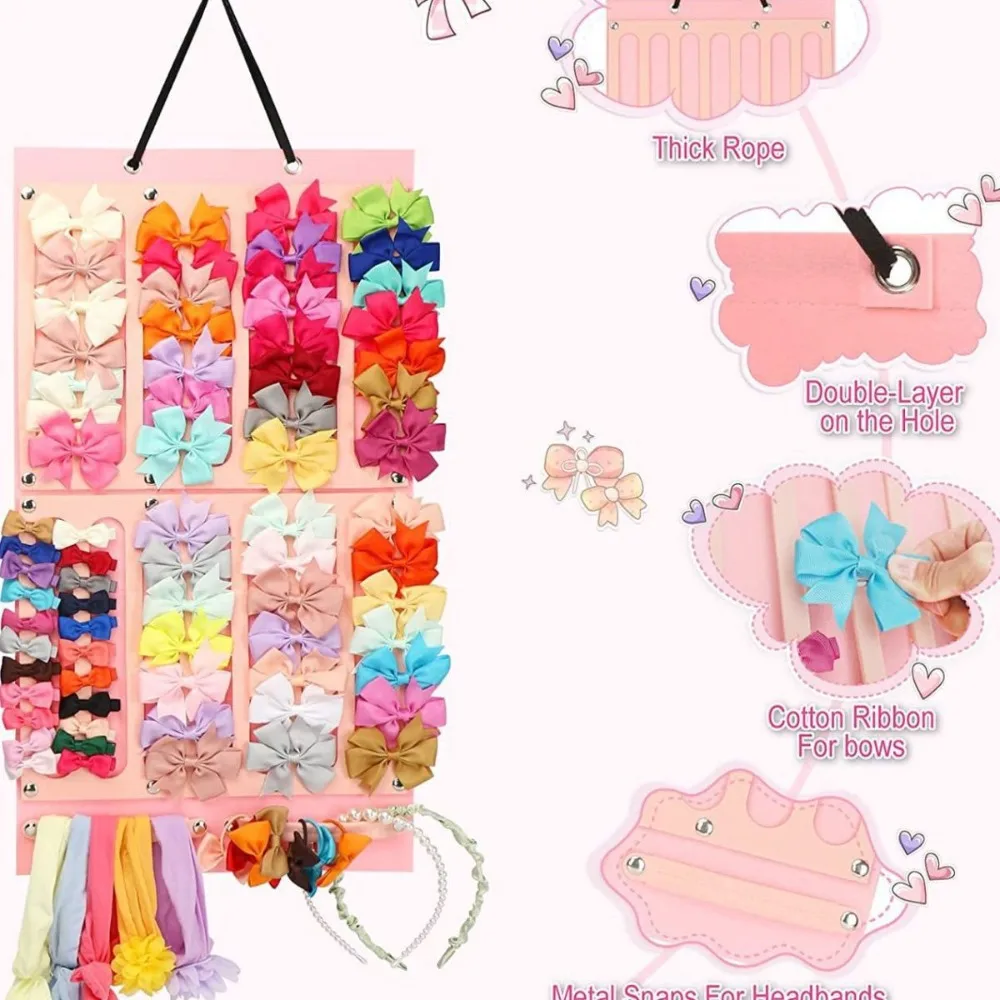 Felt Hair Bows Organizer Wall Hanging Space Saving Accessories