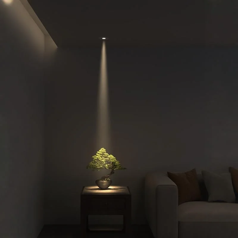 Recessed LED Down light Dimmable Small Angle anti-glare COB spotlights 7W Ceiling lamp 3-8-15&deg; Ambient light AC85-265V Interior