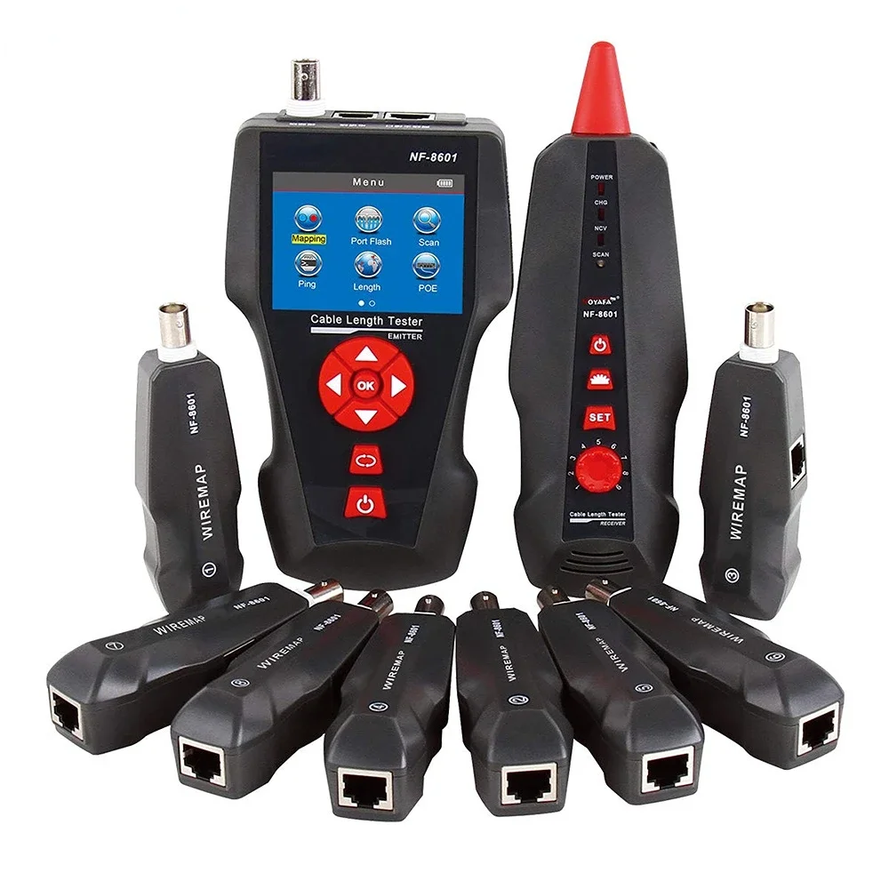 

NF-8601W Multipurpose RJ45 Network Cable Tester POE/PING Measure Cable Length With 8pcs Remot Line Network Tracker