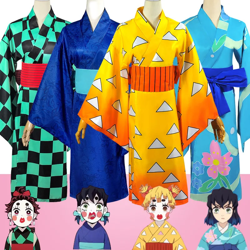 Agatsuma Zenitsu Kimono Anime Costume Cosplay Kamado Tanjirou Hashibira Inosuke Dress Kimetsu No Yaiba Stagione 2